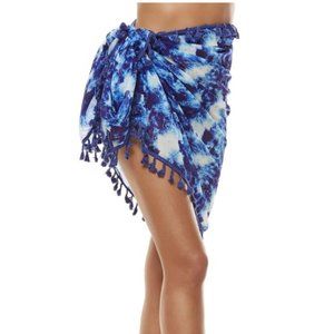 Cover up skirt with side knot trim with tie dye .